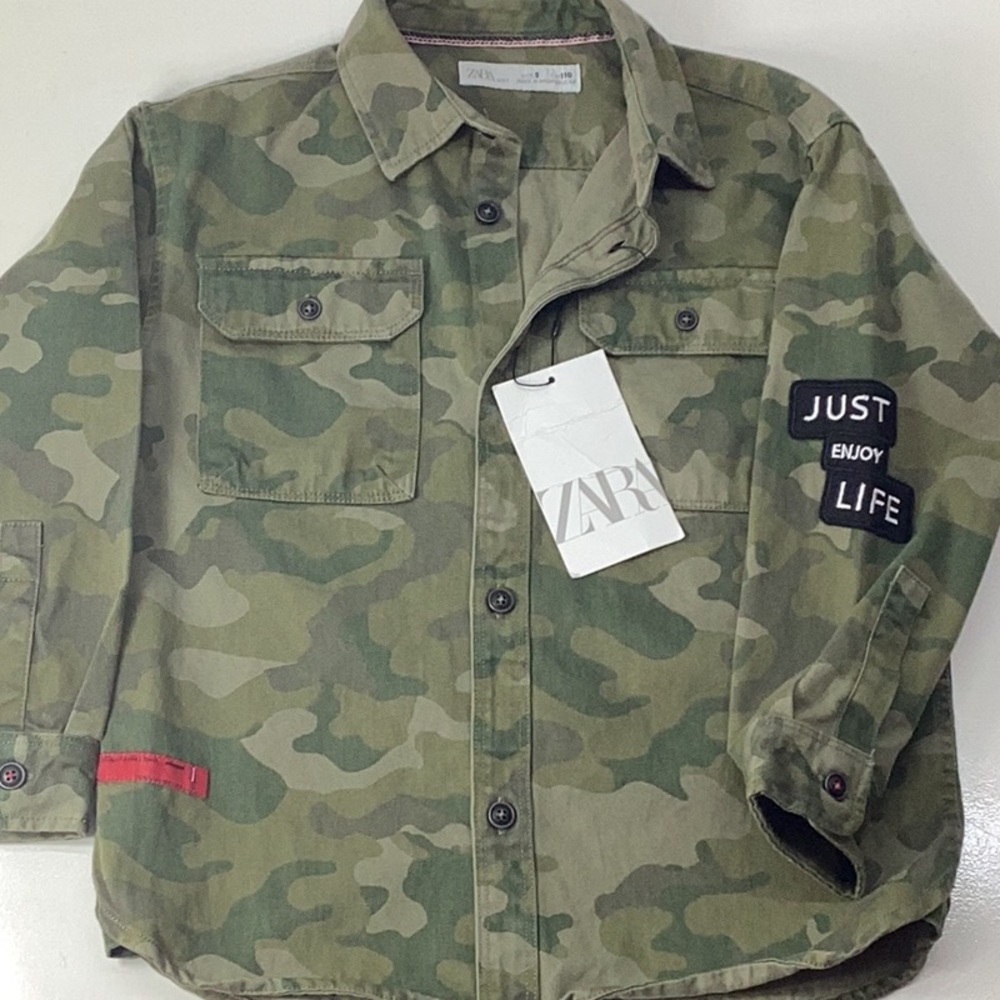 NWT Zara Green Jean Camouflage Jacket